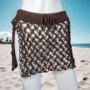 Handmade Crochet Mesh Skirt Cover-Up – Brown Boho‎ Beachwear